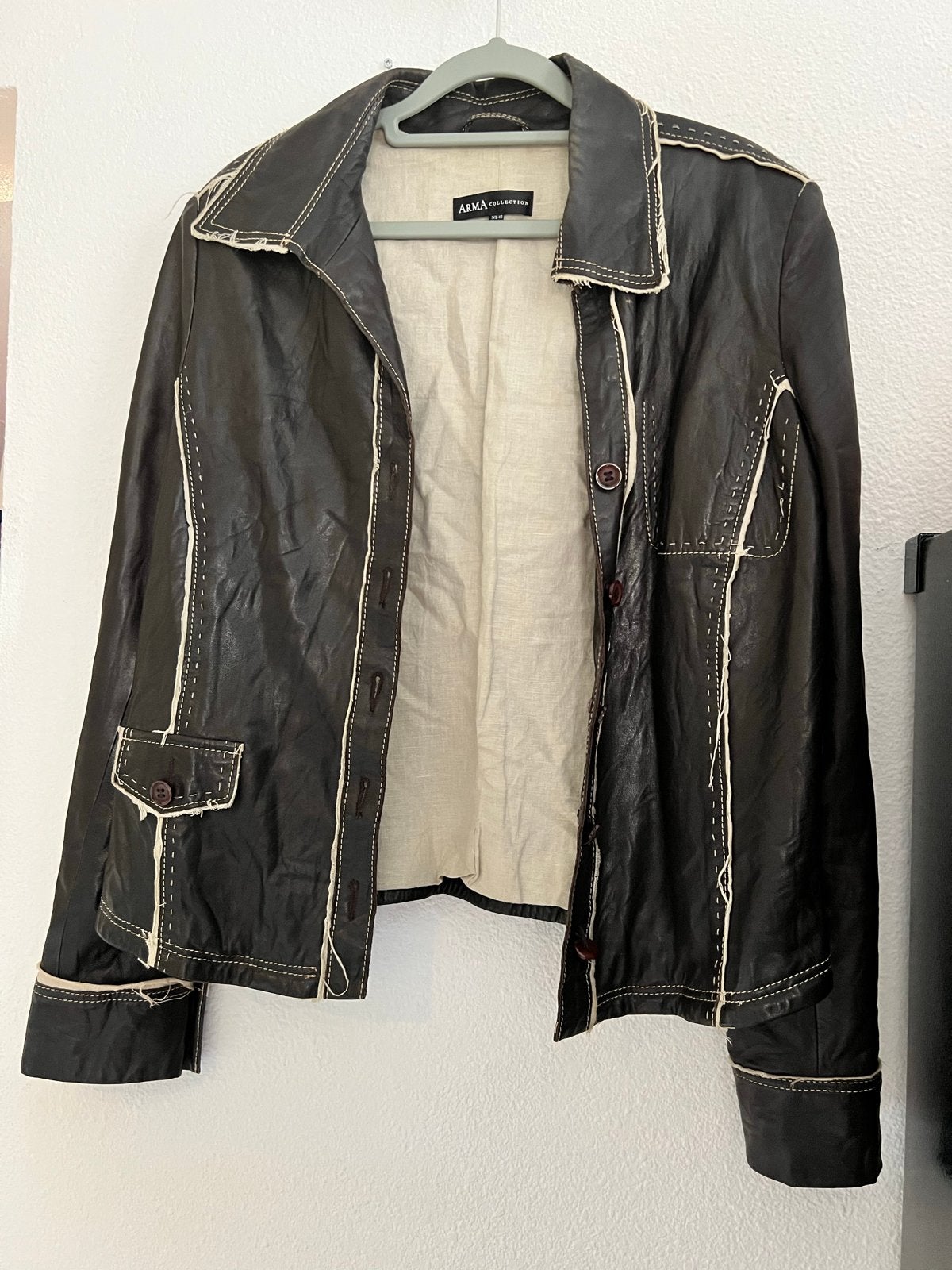Arma Donkerbruin Leren (zomer)Jas Maat 40 met Beige Voering, Ophalen of Verzenden, Gedragen, Maat 38/40 (M), Bruin