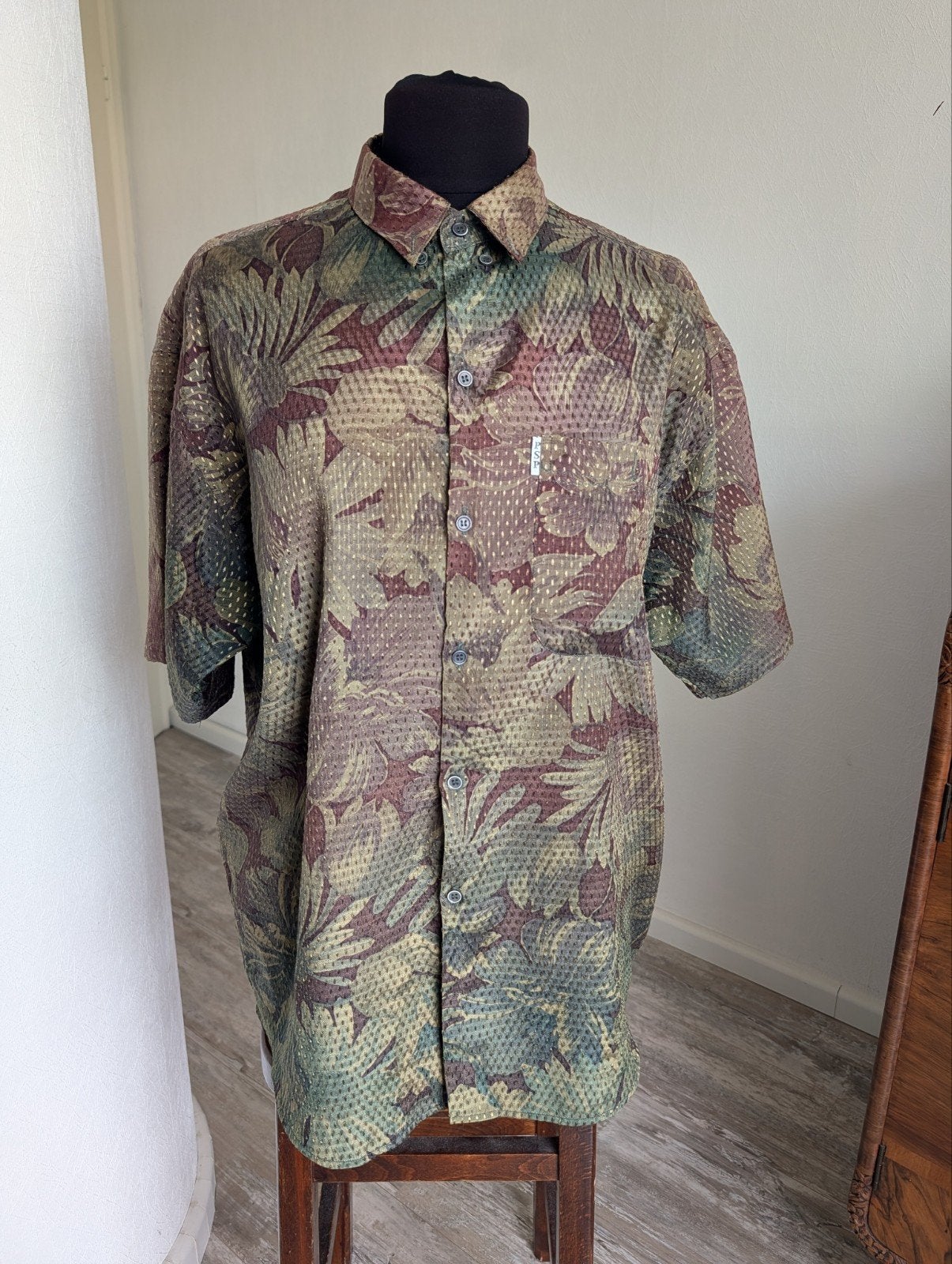 Vintage P.S.P. Thai Silk Hemd met Bloemenprint, Meerkleurig, P.S.P. Thai Silk, Ophalen of Verzenden, Overige halswijdtes