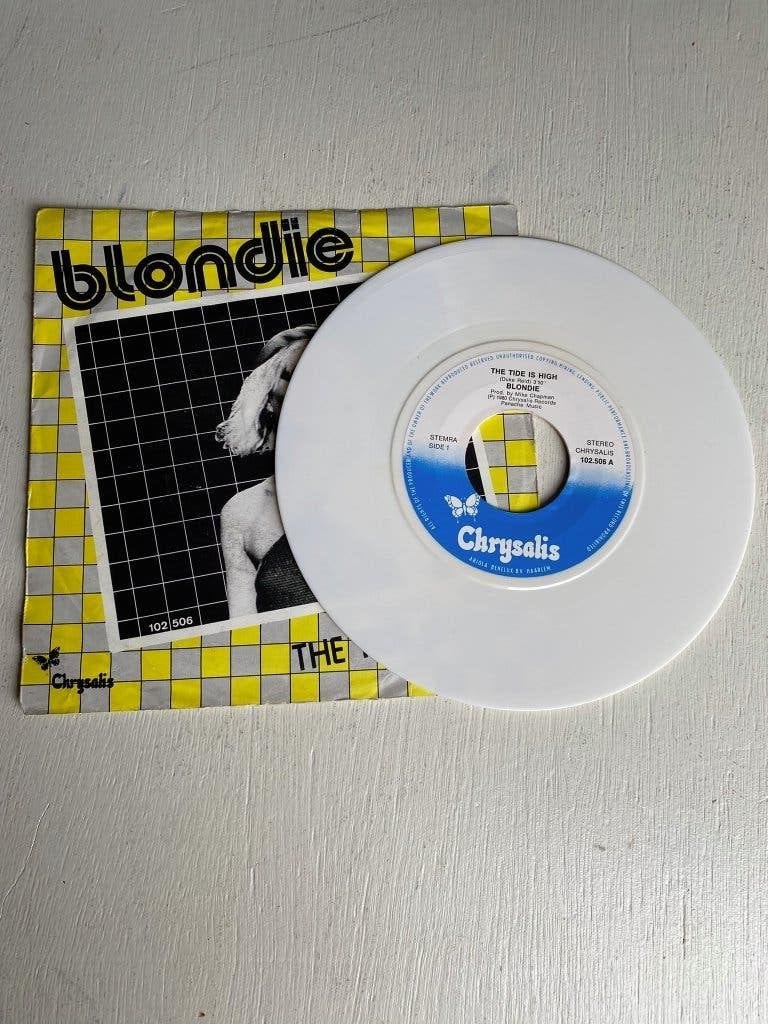 Blondie ‎- The Tide Is High Single - Wit Vinyl - Collector, Fotohoes, Ophalen of Verzenden, Zo goed als nieuw, Pop