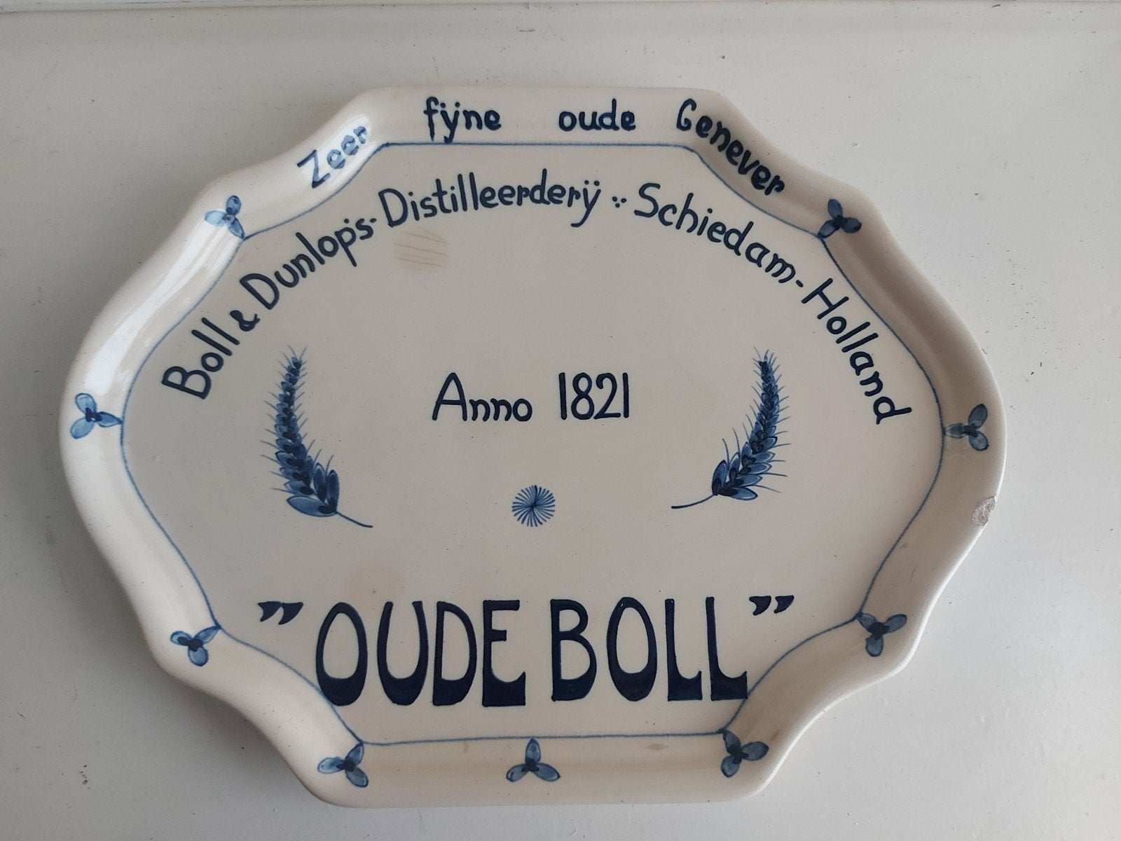 Zeer oude Boll jenever,Schiedam,dienblad 1930's plateel, Verzamelen, Merken en Reclamevoorwerpen, Ophalen of Verzenden, Gebruikt
