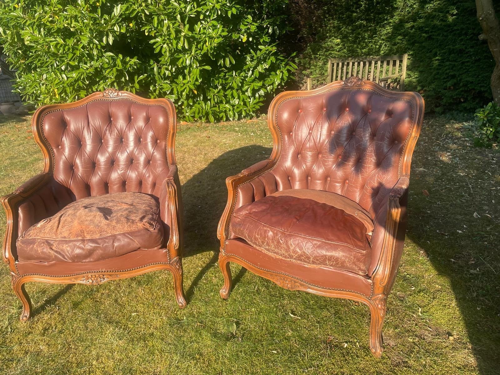 Twee antieke/vintage fauteuils - opknappers, Antiek en Kunst, Ophalen
