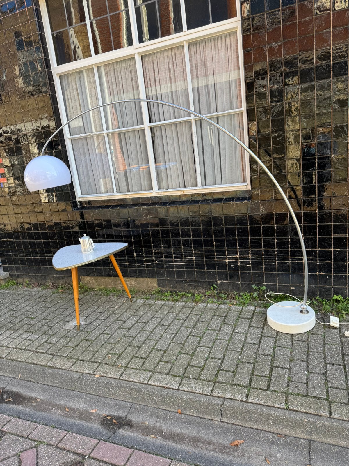 Booglamp,sixties,zeventies,Italians design,Vloerlamp, Gebruikt, Sixties,zeventies,POP,Mid-Century, Kunststof, 150 tot 200 cm