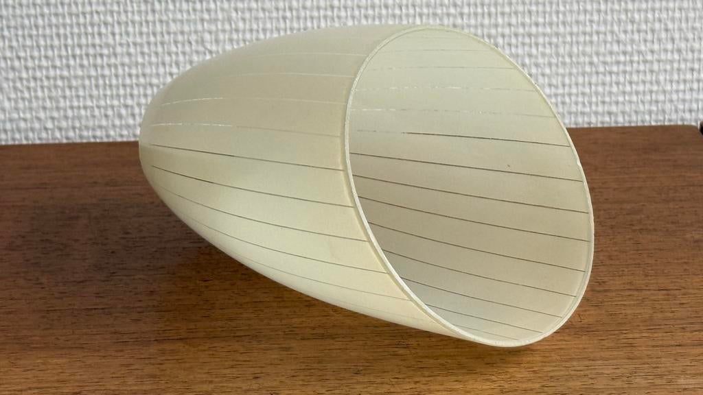 Vintage glazen lampenkap gebroken wit met streepjespatroon, Huis en Inrichting, Lampen | Lampenkappen, Gebruikt, Ophalen of Verzenden