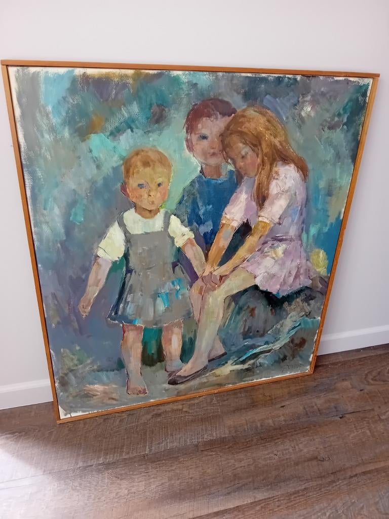 Olieverfschilderij - Gerrit Jongert - spelende kinderen, Ophalen