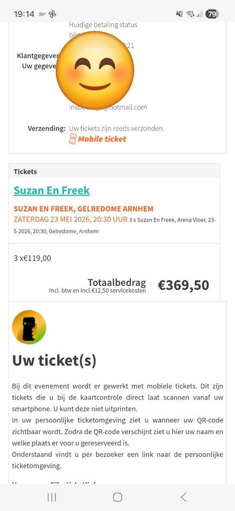 Concert kaartje susan en freek 23 mei, Tickets en Kaartjes