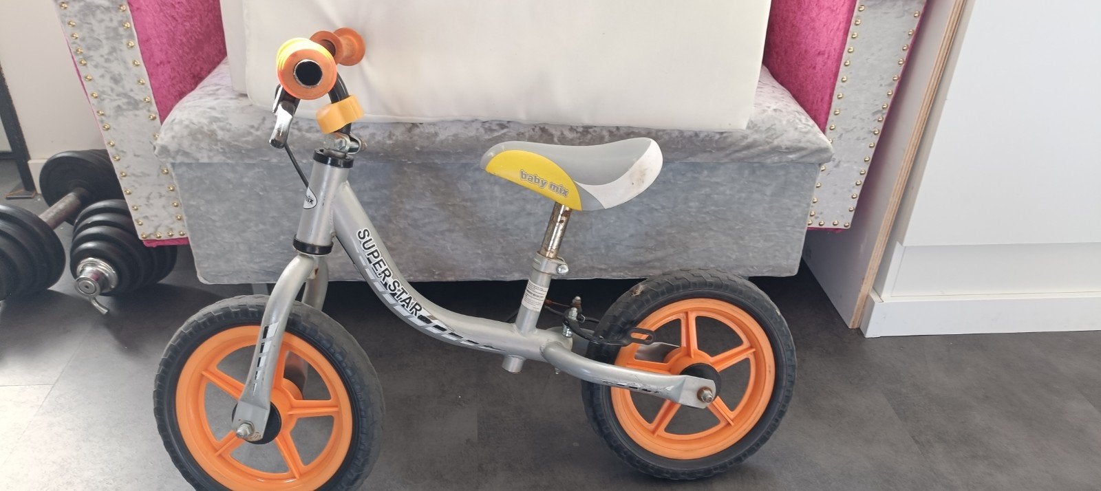 Loopfiets Superstar Baby Mix - Oranje/Zilver, Ophalen
