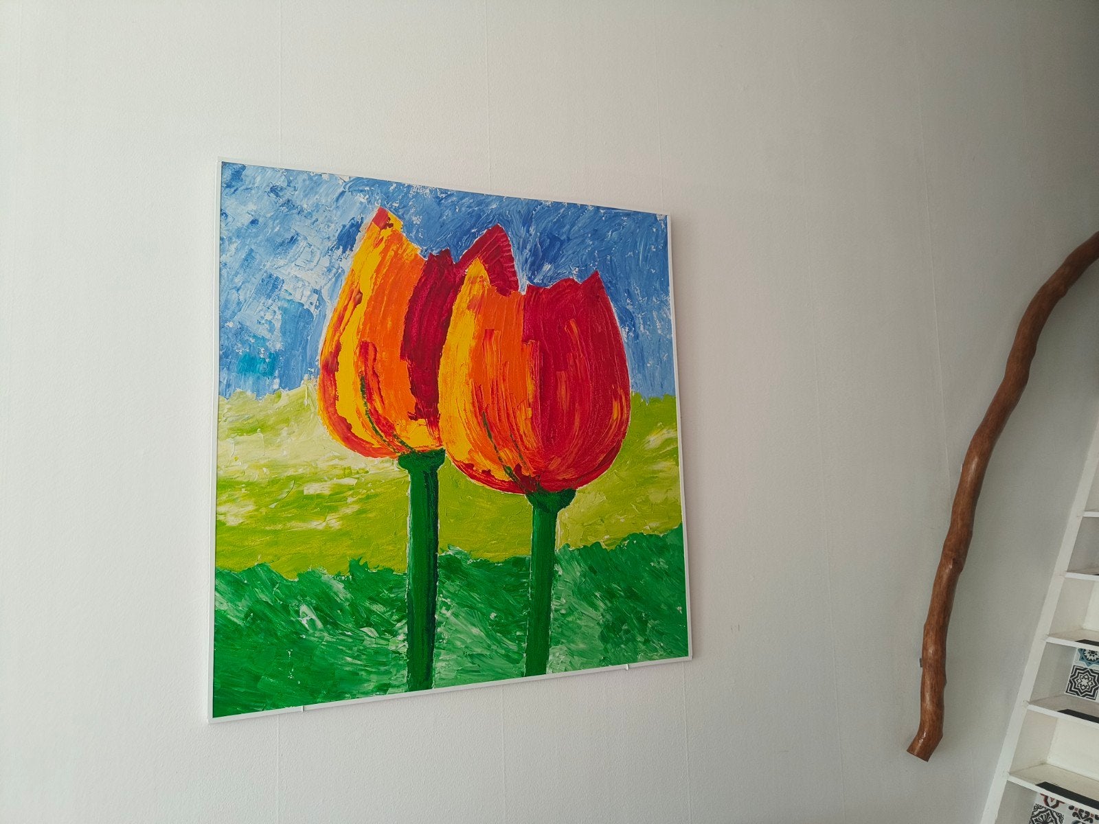 Groot schilderij 125/125 cm in topstaat, Ophalen