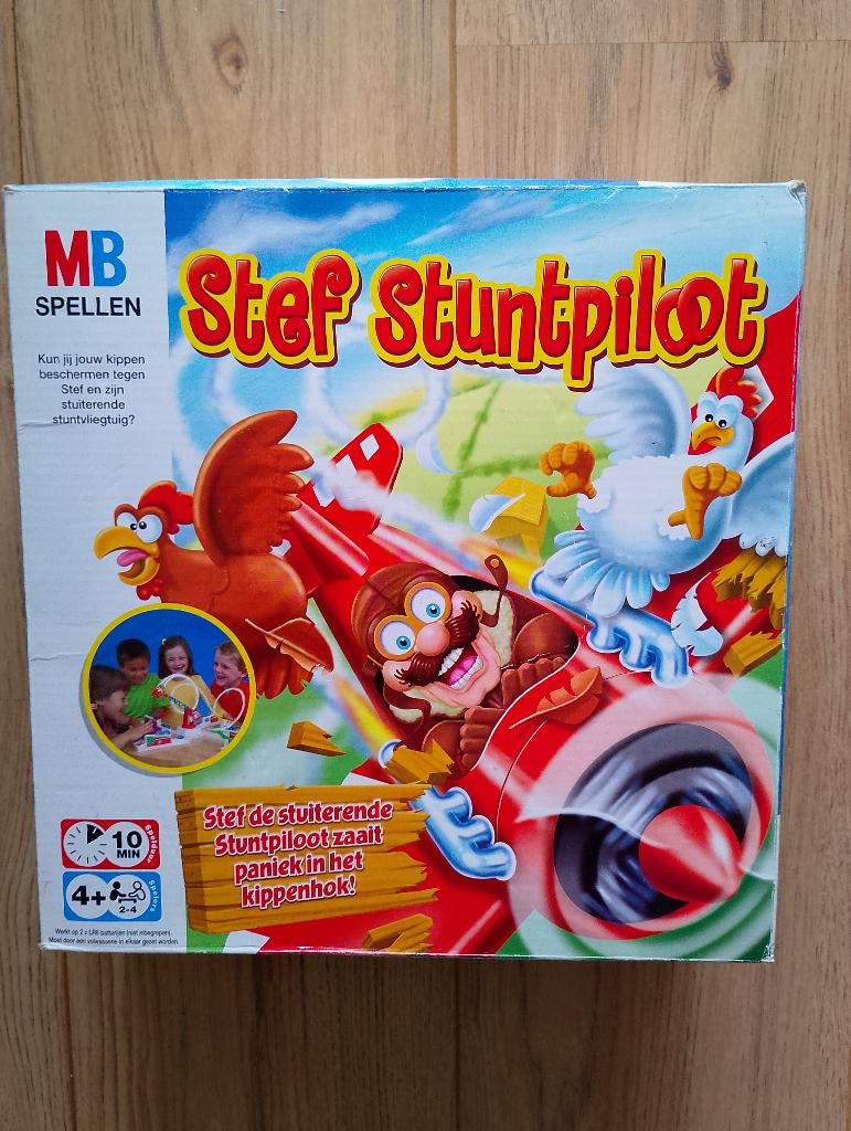 Stef Stuntpiloot (onderdelen inclusief muntjes), Een of twee spelers, Ophalen of Verzenden, Gebruikt, MB Spellen