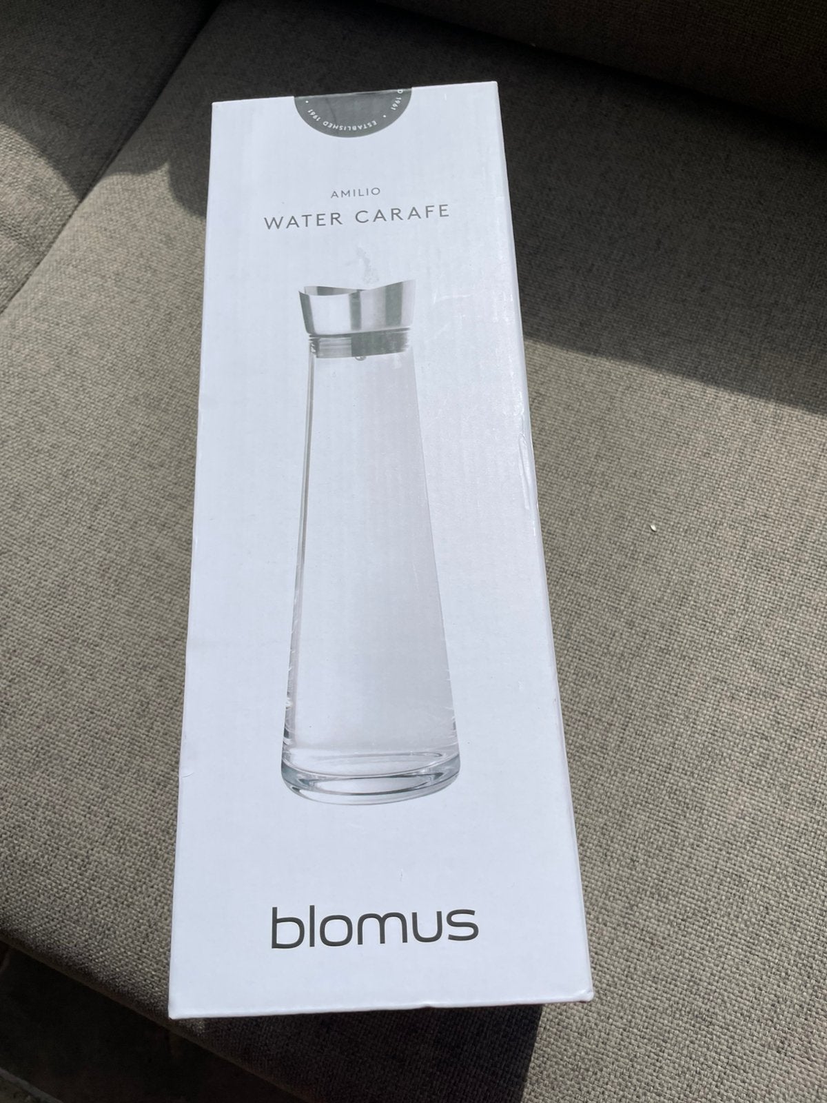 Blomus Amilio Waterkaraf 1.1L - Nieuw in doos, Ophalen, Zo goed als nieuw, Glas, Zilver