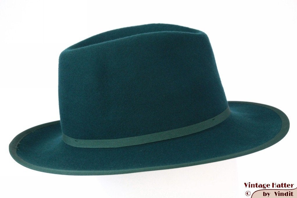 Gleufhoed Brixton Manhattan turkoise vilt 58,5 Nieuwe Sample, Kleding | Dames, Hoed, Nieuw, Ophalen of Verzenden, Brixton - Manhattan