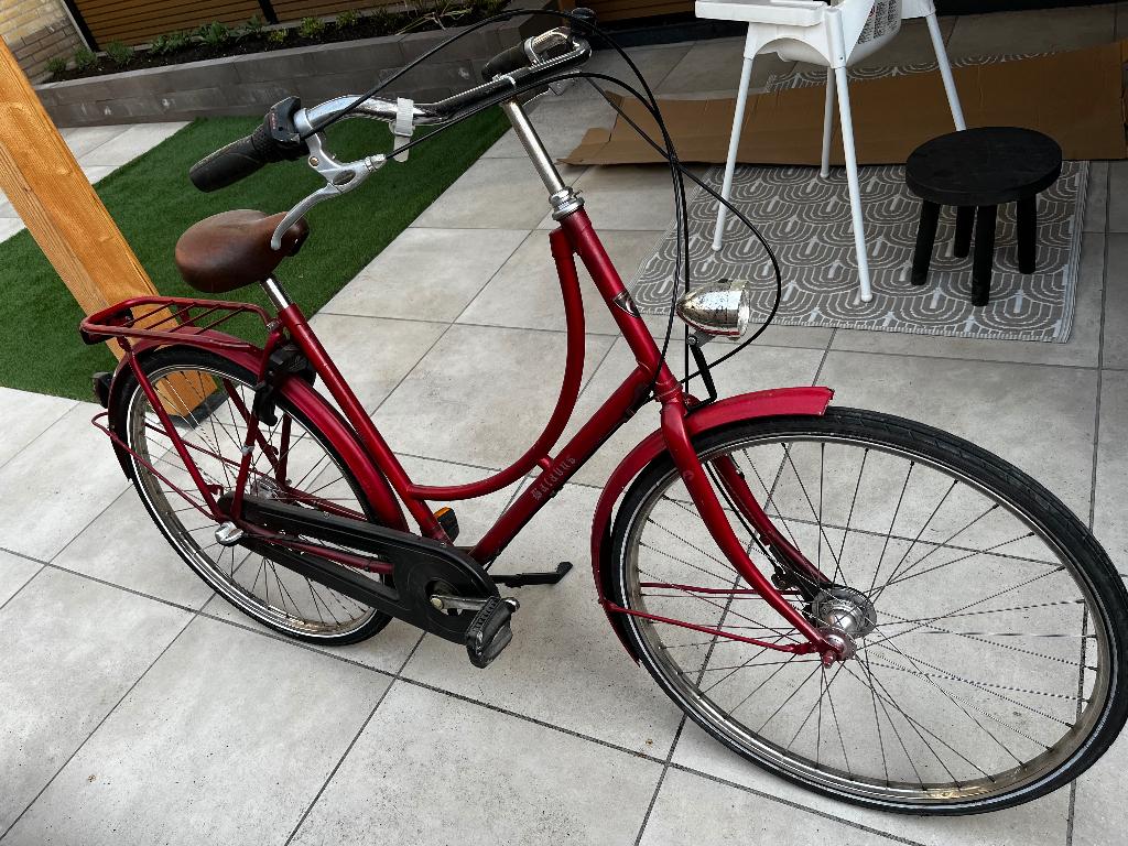 Omafiets - rood (stadsfiets), Ophalen, Terugtraprem, Onbekend, 53 tot 56 cm