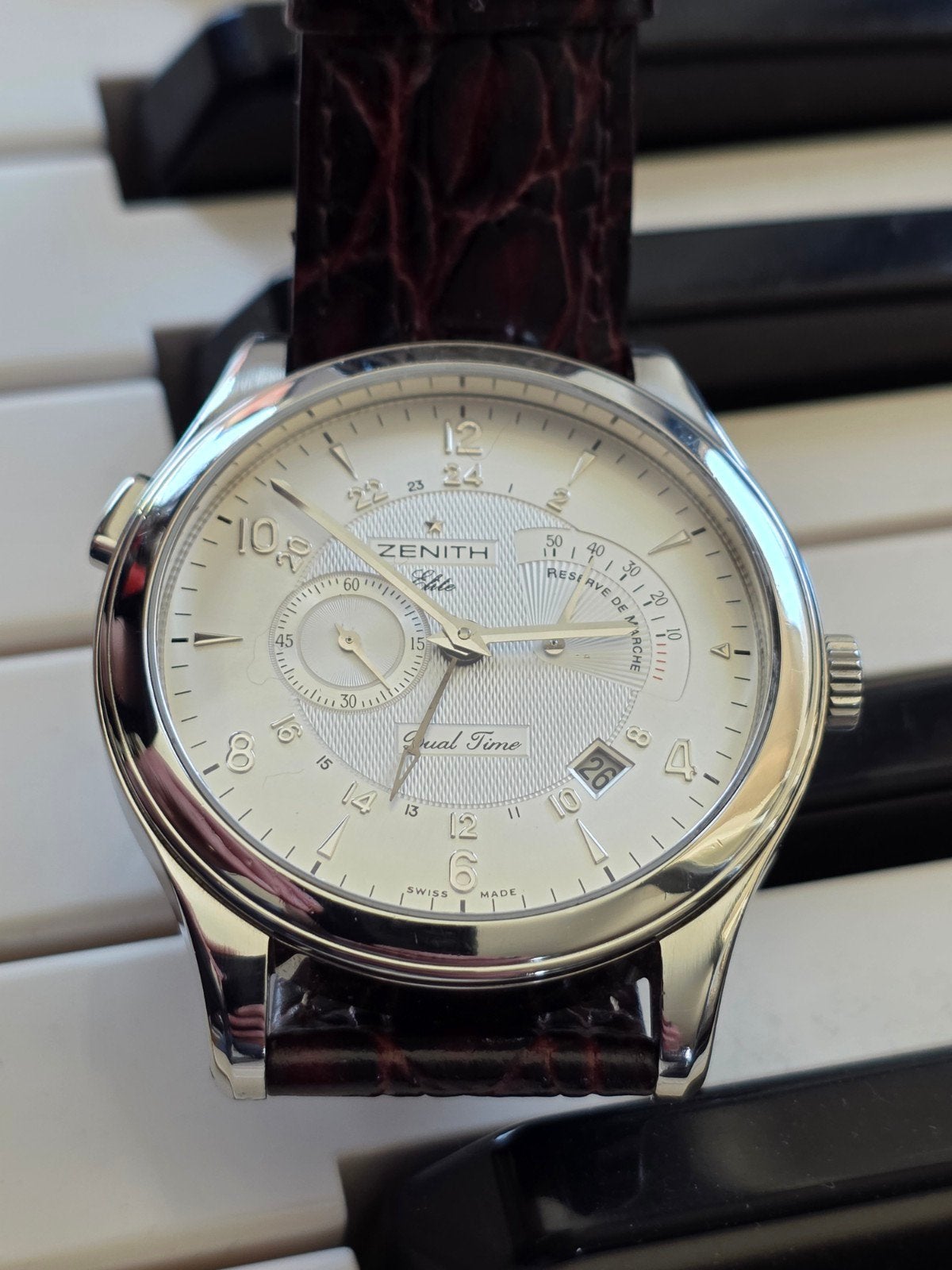Zentith Elite Grande Class Dual Time | 44 mm., Overige merken, Leer, Staal, Polshorloge