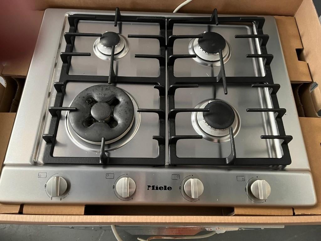 Miele gaskookplaat met wokbrander km2014, Ophalen, 4 kookzones, Zo goed als nieuw, Inbouw