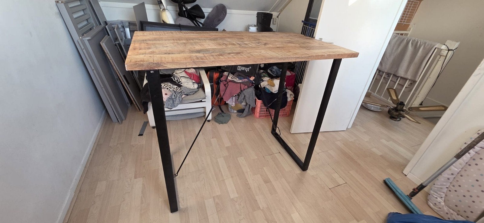 Bartafel mango hout met 4 stoelen MOET WEG, Ophalen