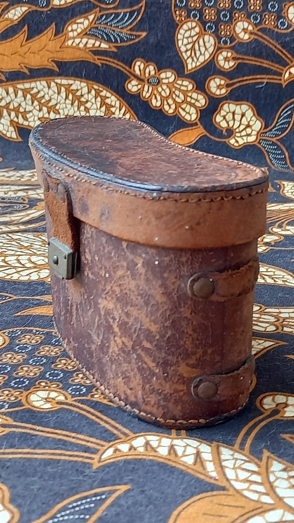 Antieke verrekijker uit Duitsland in leder foedraal 15,5 cm., Antiek en Kunst, Ophalen of Verzenden