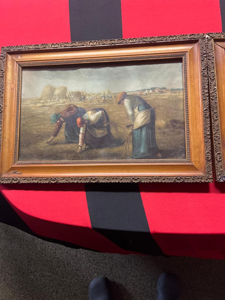 Set van 2 Antieke Boeren Tafereel Schilderijen, Antiek en Kunst, Ophalen of Verzenden