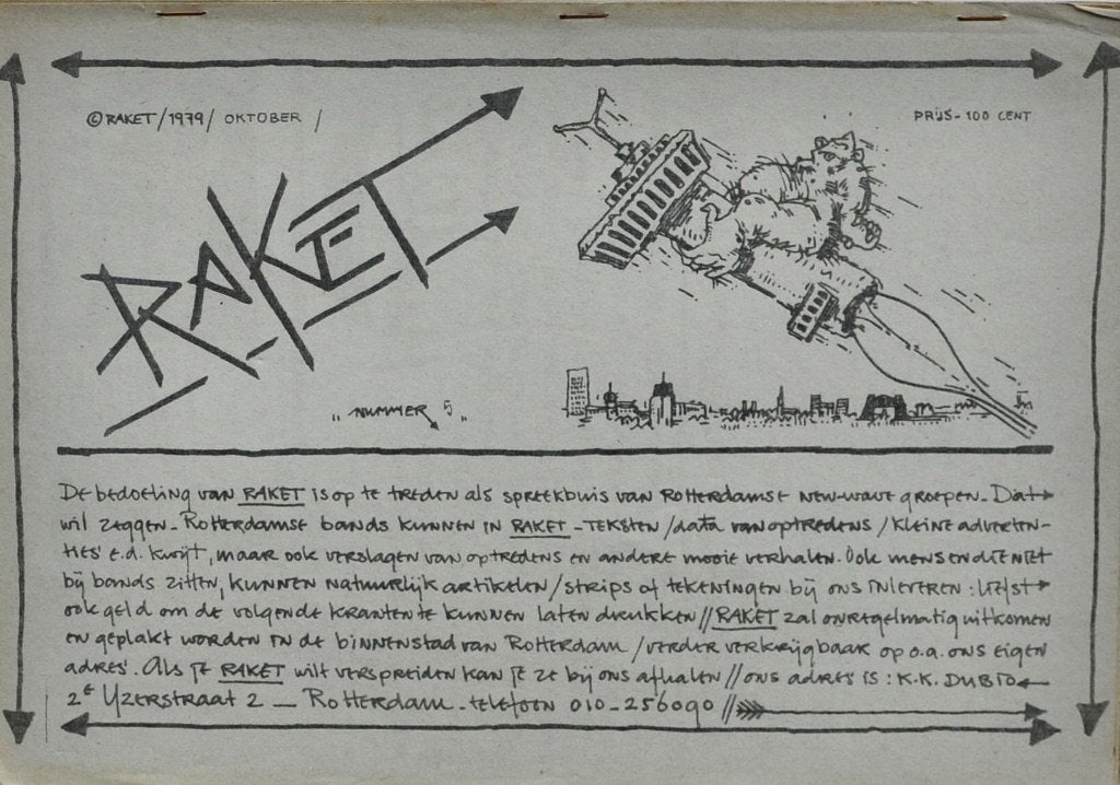 Raket no. 5 (1979) Rotterdam Dutch punk fanzine, Verzenden, Gelezen, Overige typen