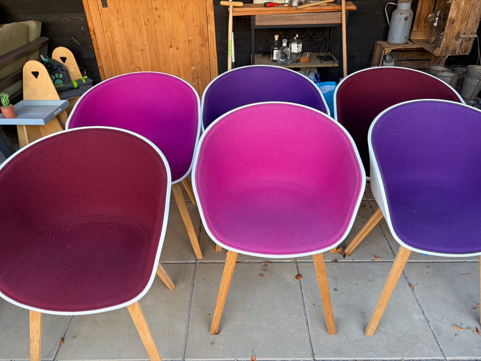 Prachtig HAY About a Chair AAC 22 stoel met houten onderstel, Gebruikt, Wit, Ophalen of Verzenden, Stof