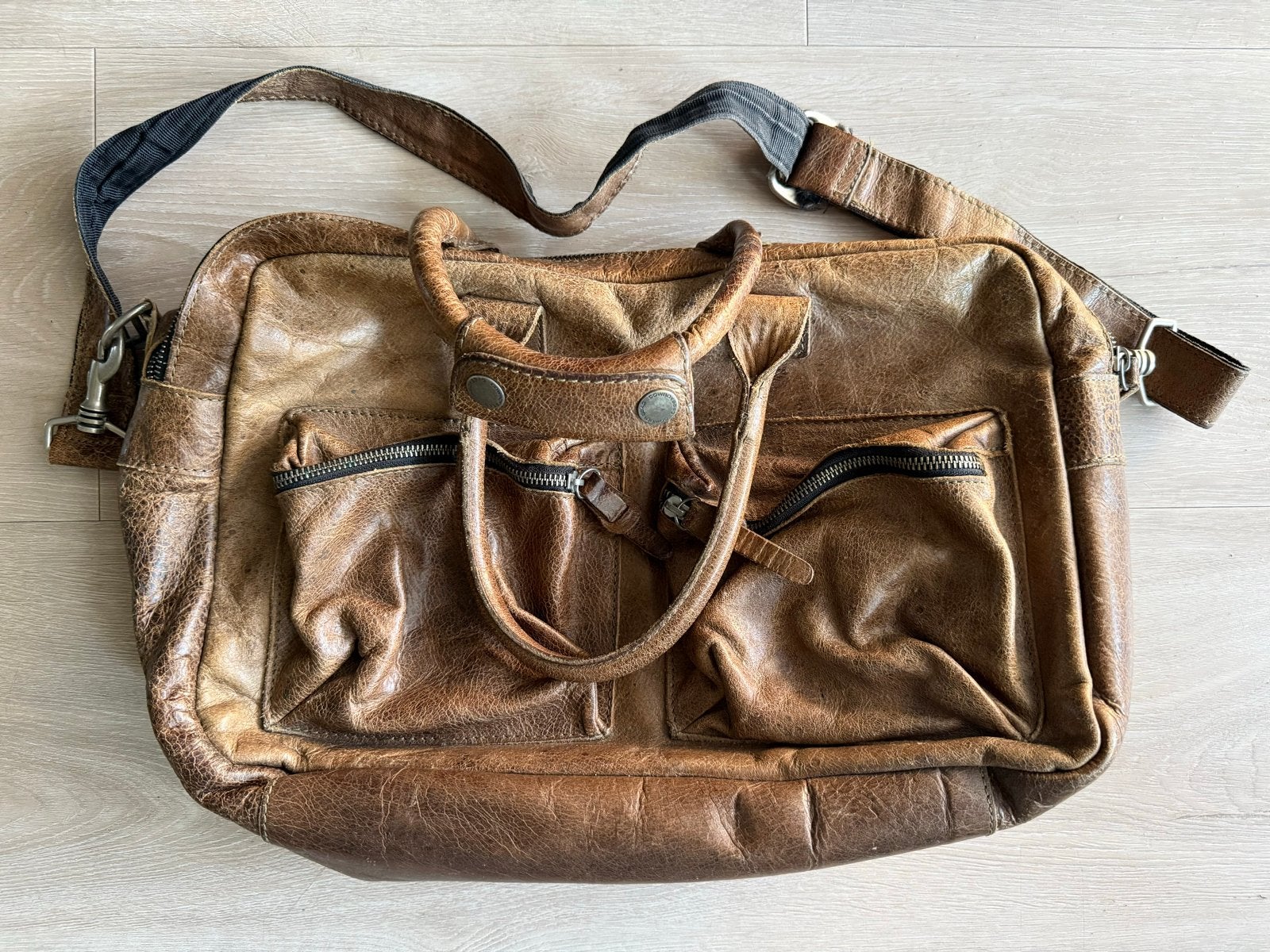 Cowboysbag - Leren schoudertas luiertas - Bruin, Overige merken, Gebruikt, Bruin, Ophalen of Verzenden