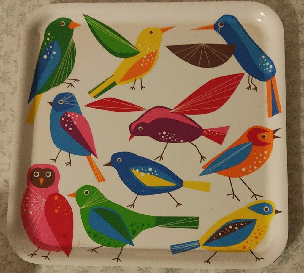 Vintage IKEA BÄRBAR Dienblad (Vogelmotief), Ophalen, Kunststof, Gebruikt, Afgeronde hoeken