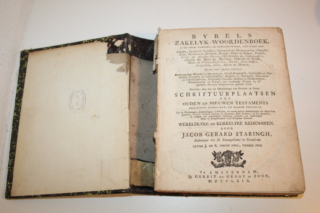 Staringh - Bybels Zakelyk Woordenboek, letter J+K (1769), Ophalen of Verzenden