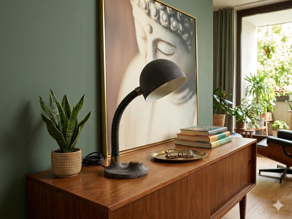Vintage retro Design industrial Bureaulamp Duitsland 70 jare, Huis en Inrichting, Lampen | Tafellampen, Zo goed als nieuw, Minder dan 50 cm
