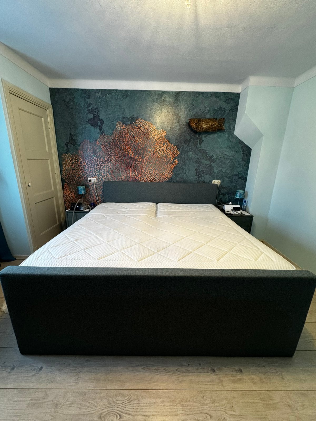Swiss Sense Home 180–Elektrische Boxspring 200x200 – 2 jr., Ophalen, Blauw, Modern, tijdloos design, Tweepersoons