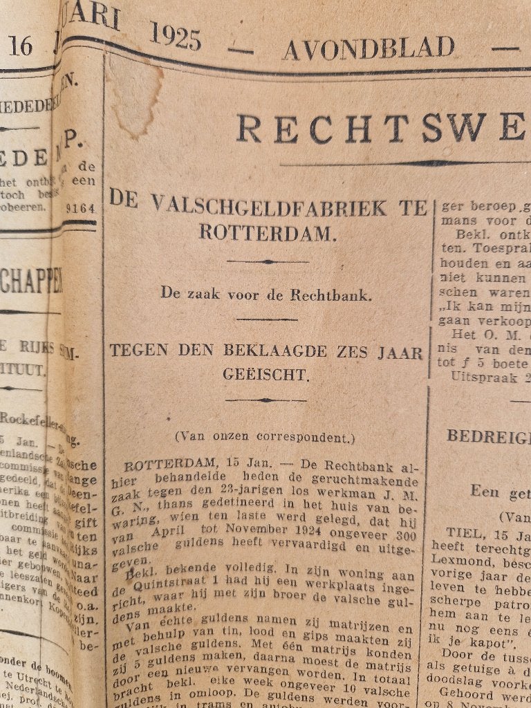 De Telegraaf van 16 januari 1925 - antiek en origineel, Ophalen of Verzenden, 1920 tot 1940, Nederland, Tijdschrift