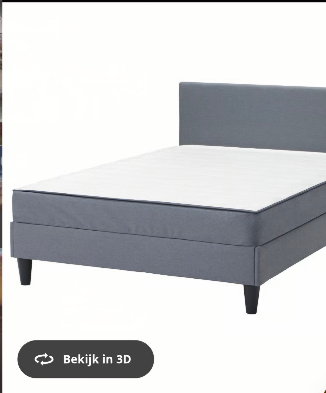 Boxspring 140x200.grijs. met hoofdbord, Ophalen, Gebruikt, 140 cm, Twijfelaar