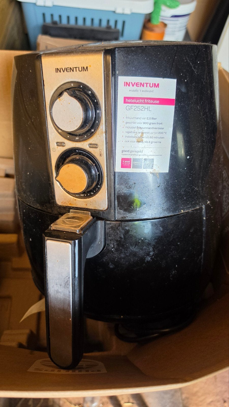 Inventum Hetelucht Friteuse GF252HL - Zwart, Ophalen, Gebruikt, Airfryer, 750 t/m 999 gram