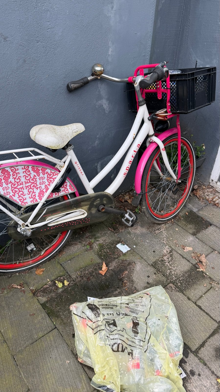 Sparta Glitter Meisjesfiets - Wit/Roze, Terugtraprem, Sparta, Gebruikt, Ophalen of Verzenden
