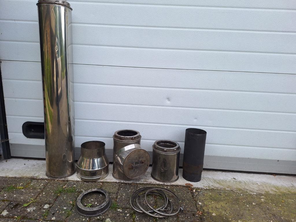 Geissoleerde dubbelwandig rvs kachelbuis 125 mm, Huis en Inrichting, Kachels, Ophalen, Gebruikt, Houtkachel, Inbouw