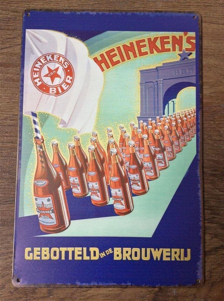 HEINEKEN Retro Bier Bar Metalen Reclamebord Poster pub ., Verzamelen, Verzenden, Nieuw, Reclamebord, Plaat of Schild, Heineken