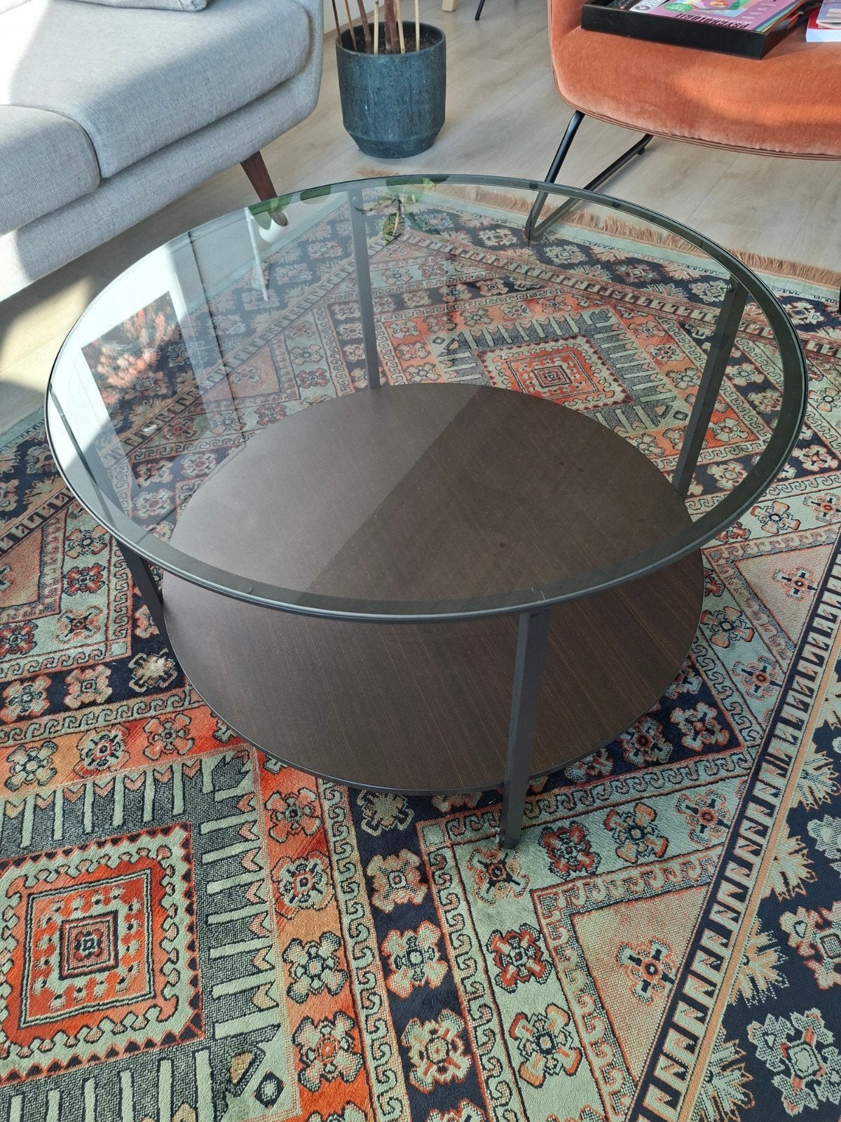 IKEA Vittsjö Salontafel - Rond met Glas en Metaal, Huis en Inrichting, Tafels | Salontafels, Ophalen, Gebruikt, 50 tot 100 cm