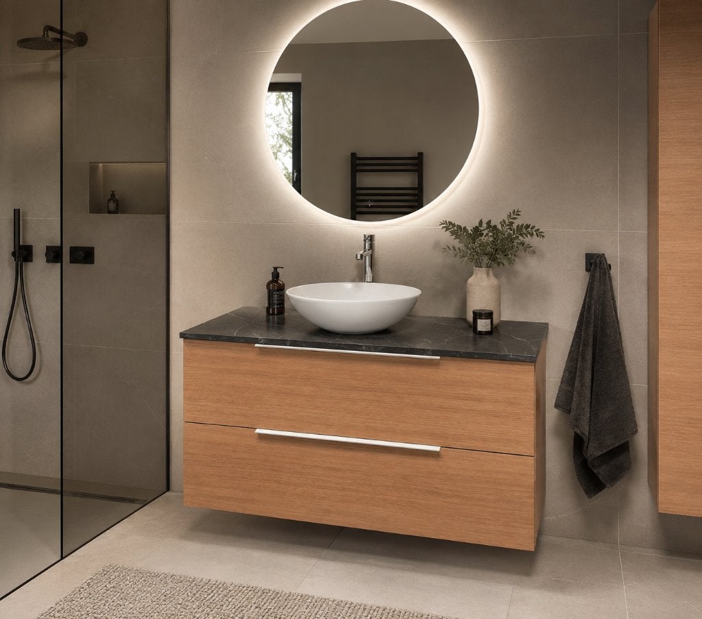 Luxe KVIK VEDA Light Oak badmeubel – 300 euro,-, Ophalen, 100 tot 150 cm, Nieuw, Minder dan 100 cm