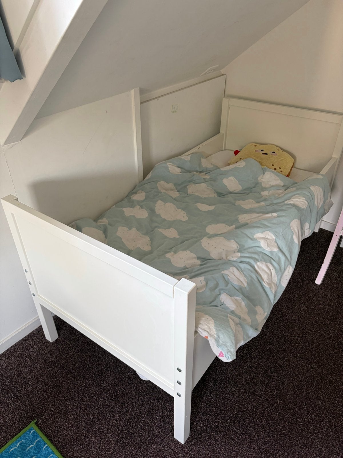 Wit peuterbedje inclusief matras, Aerosleep, dekbed, etc, Ophalen, Gebruikt, Eenpersoons, Wit
