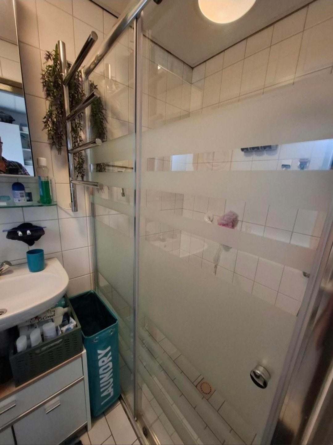 Glazen douchecabine met schuifdeur, Ophalen, Gebruikt, Met douche
