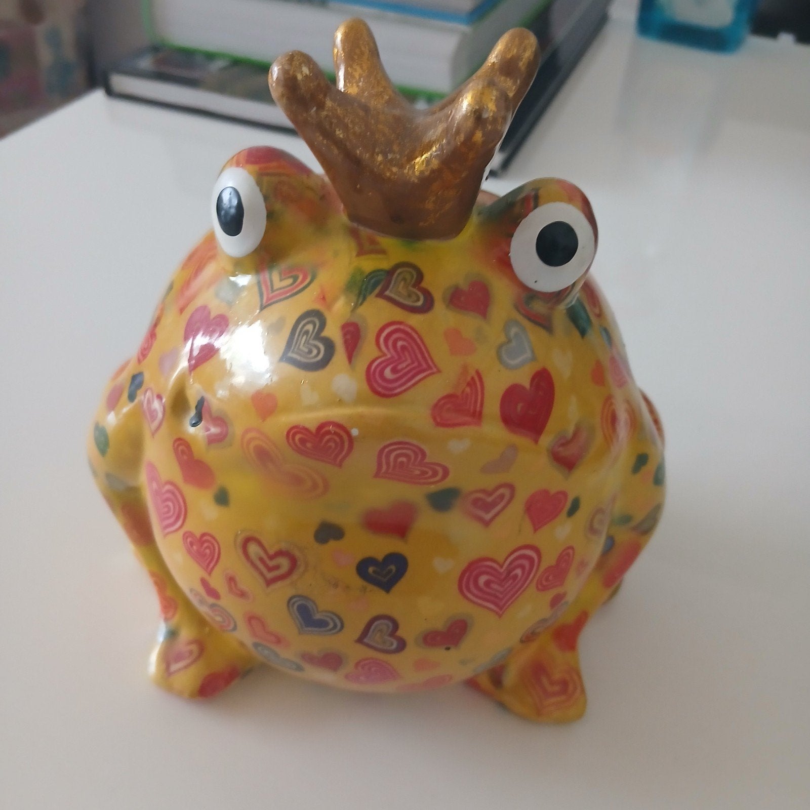 Pomme-pidou spaarpot kikker met kroon - Zo goed als nieuw, Ophalen, Zo goed als nieuw, Steen, Aardewerk of Keramiek, Dier