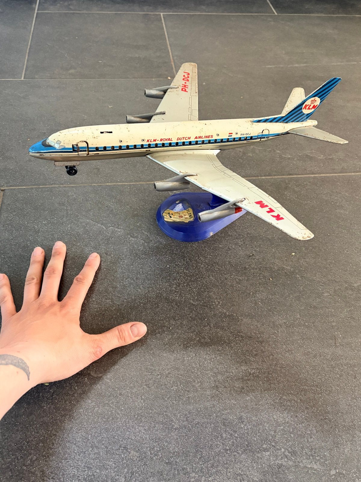 Vintage KLM Schaalmodel Vliegtuig PH-DCJ - Royal Dutch Airli, Ophalen of Verzenden, Gebruikt, Schaalmodel
