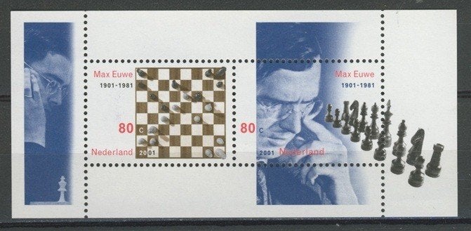NVPH 1969 - 2001 Postfris Blok Max Euwe Postzegel 605 jdu, Ophalen of Verzenden, Na 1940, Postfris