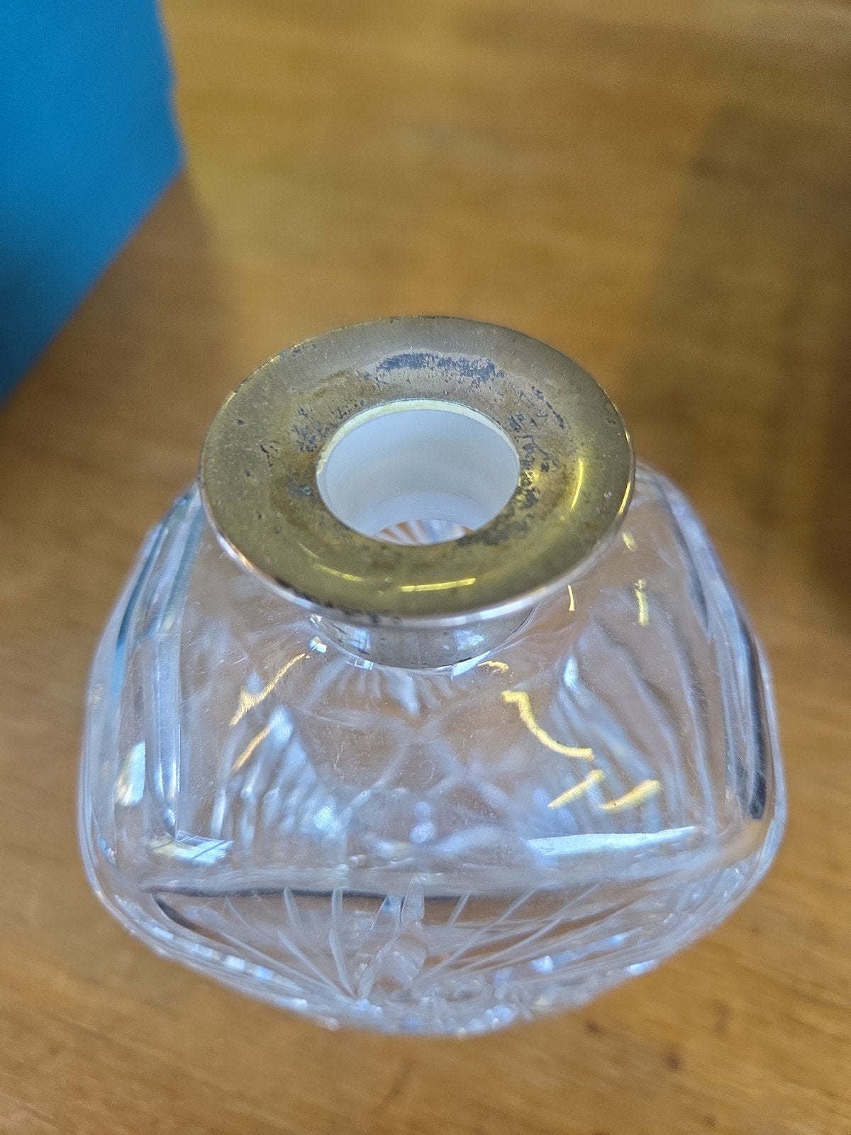 Antieke karaf van zilver en geslepen kristal, Ophalen of Verzenden