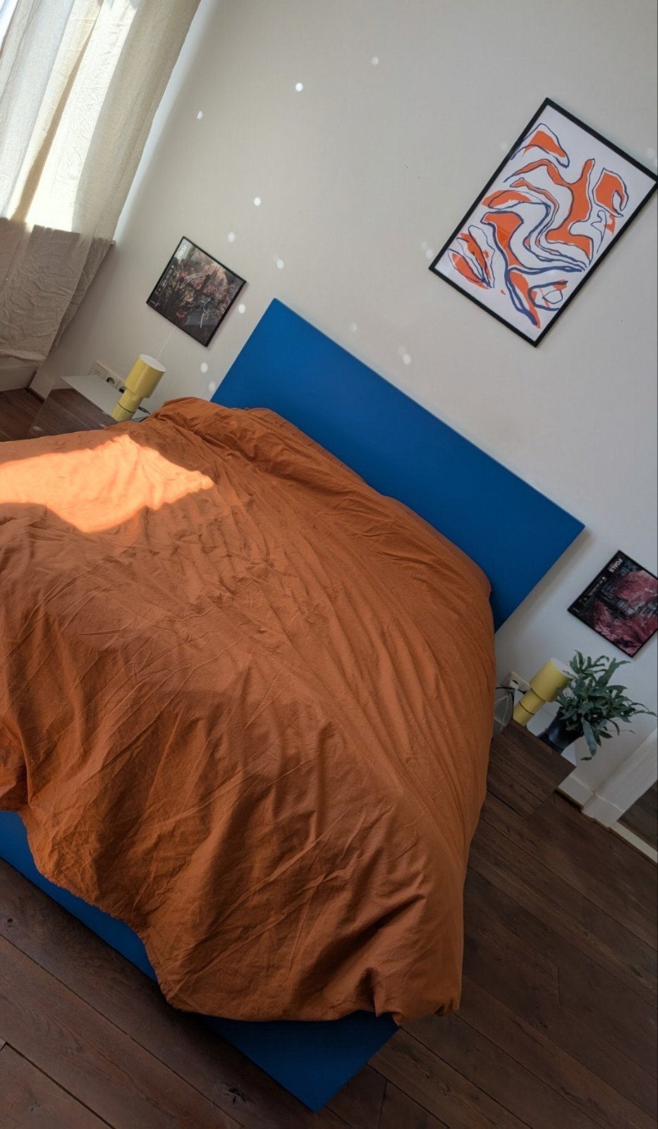 IKEA Malm bedframe 140x200 cm - Blauw - incl. lattenbodem, Huis en Inrichting, Ophalen, Gebruikt, Blauw, Tweepersoons