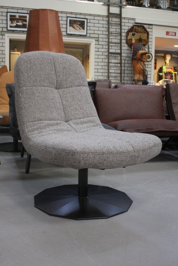 Luxe fauteuil Lush Jess design metaal stof draaibaar naturel, Huis en Inrichting, Ophalen, 75 tot 100 cm, Zo goed als nieuw, Metaal