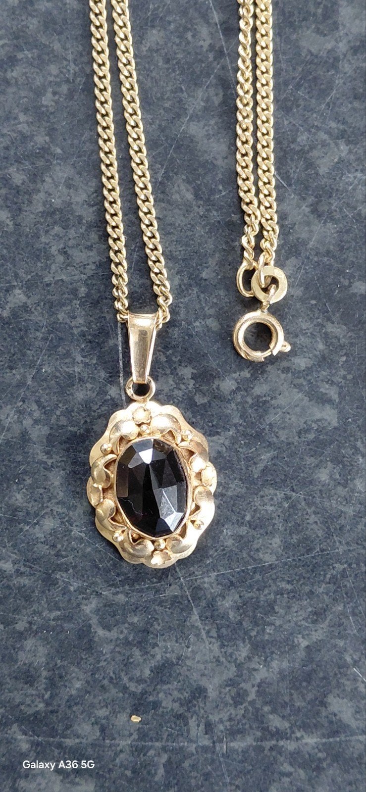 14 krt zware ketting met granaathanger, Sieraden, Tassen en Uiterlijk, Kettingen, Verzenden, Nieuw, Goud, Goud