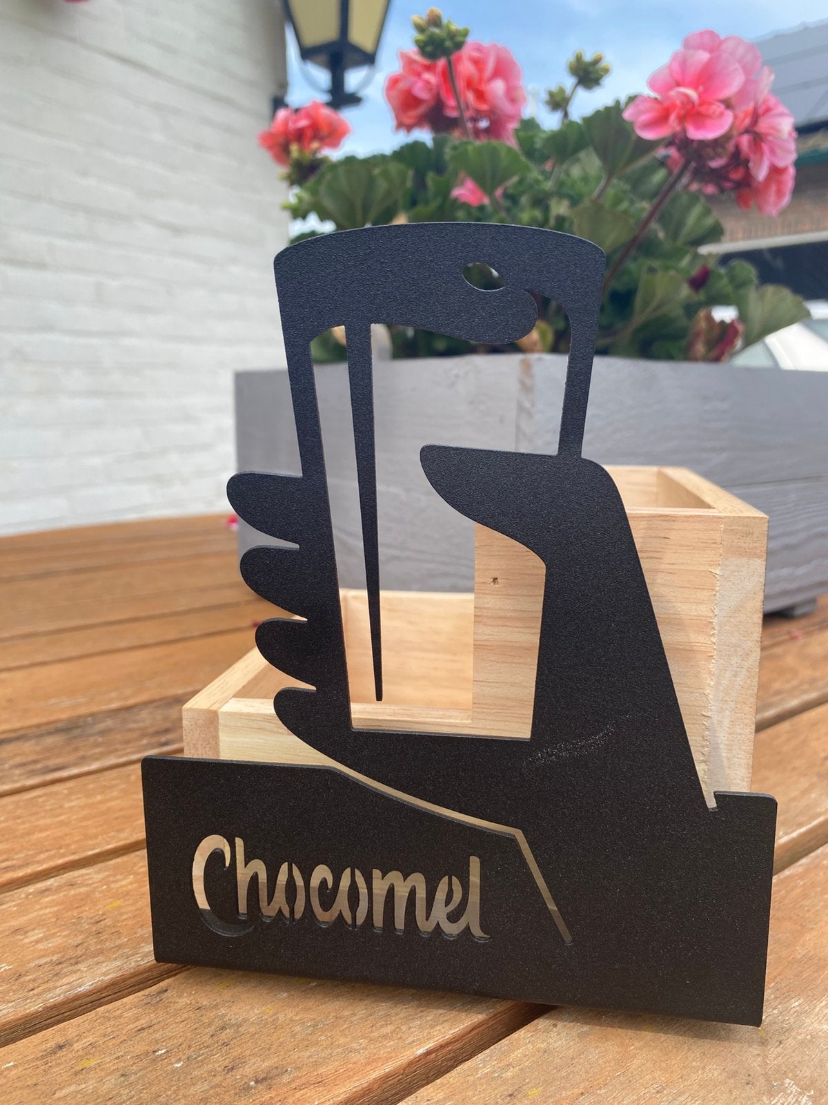 22 Menukaarthouders hout Chocomel nieuw, Ophalen, Nieuw in verpakking, Tafelaankleding