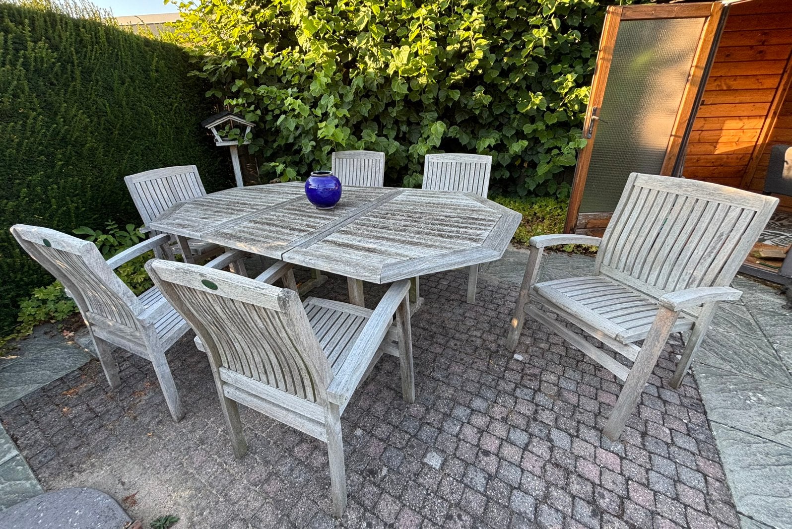 Hardhouten tuinset met 6 stoelen gratis af te halen, Tuin en Terras, Tuinsets en Loungesets, Ophalen, Gebruikt, Hardhout, 6 zitplaatsen