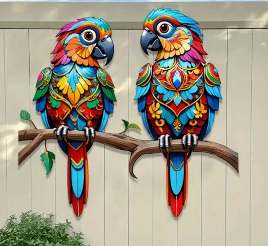 Muurdecoratie Papegaaien 2 stuks metaal, Tuin en Terras, Ophalen of Verzenden, Nieuw