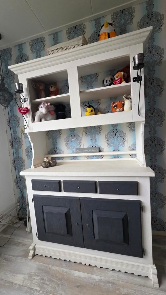 Buffetkast wit met grijs, Huis en Inrichting, Kasten | Buffetkasten, Gebruikt, 150 tot 200 cm, 100 tot 150 cm, 25 tot 50 cm, Met lade(s)