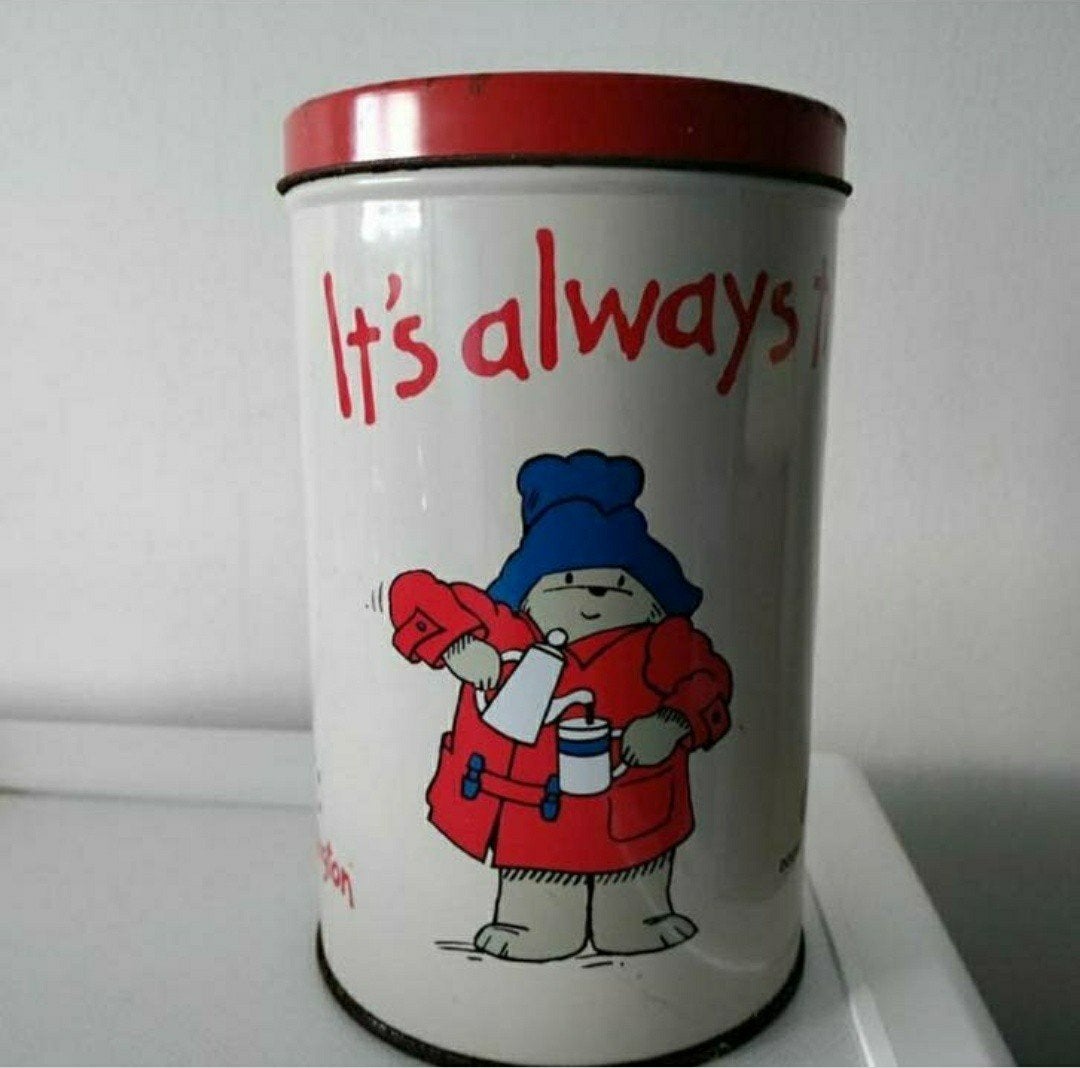 Koffieblik,Beertje Paddington,Douwe Egberts,DE,Vintage,blik, Verzamelen, Blikken, Ophalen of Verzenden, Gebruikt, Koffie, Douwe Egberts