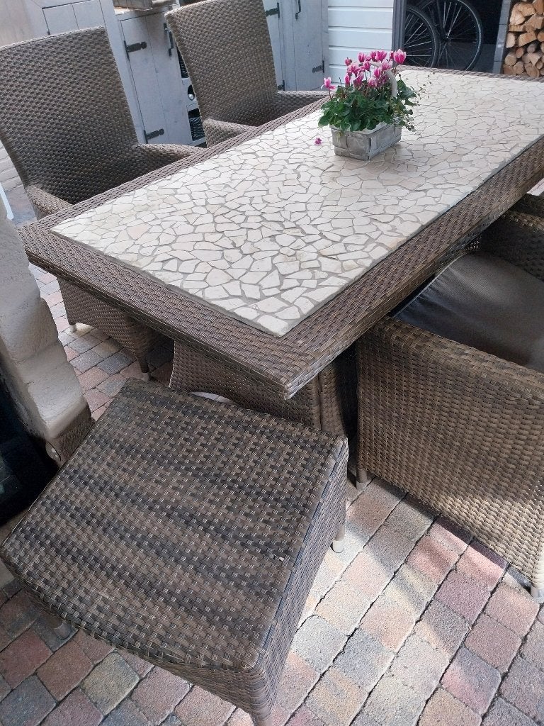 tuinset, Tuin en Terras, Ophalen, Gebruikt, Rechthoekig, Wicker